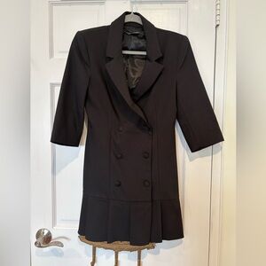 Zara black blazer tuxedo dress pleated skirt size 6